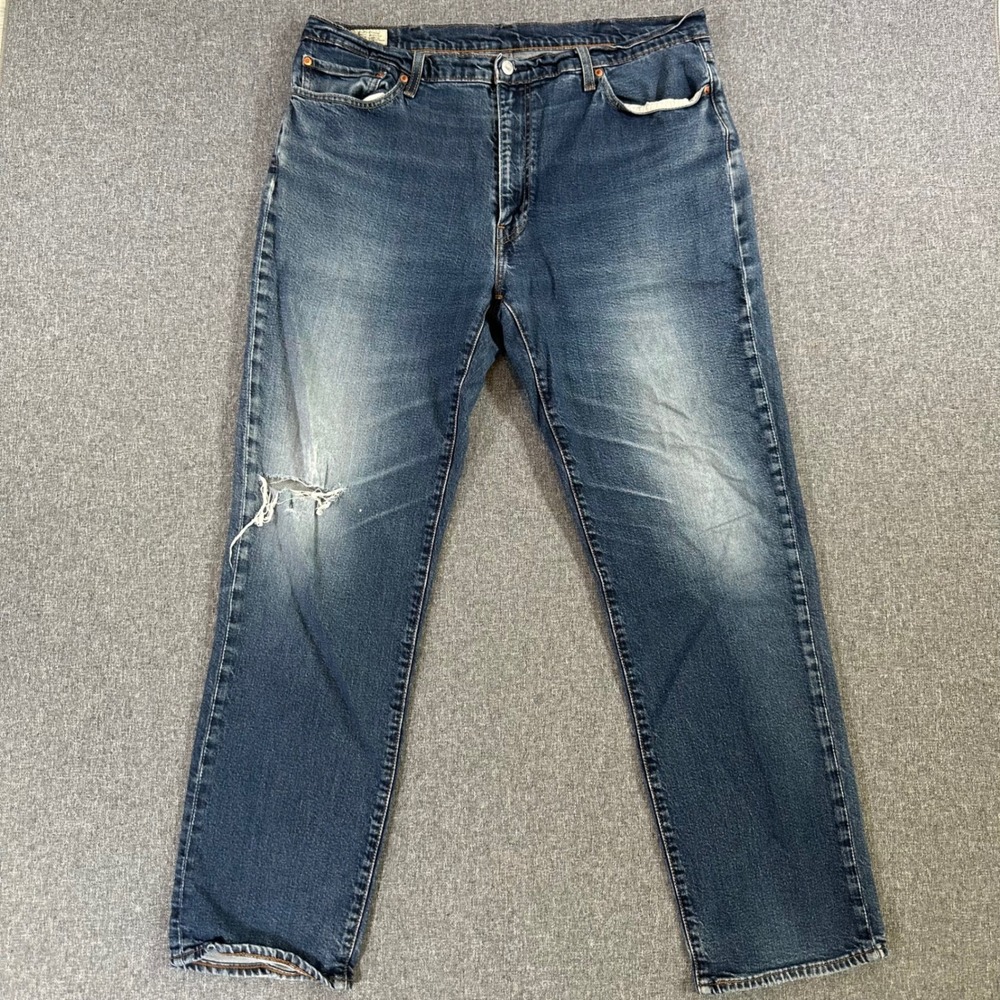 Levi's Jeans Mens 38x31 Straight Leg Blue Distressed Faded Denim